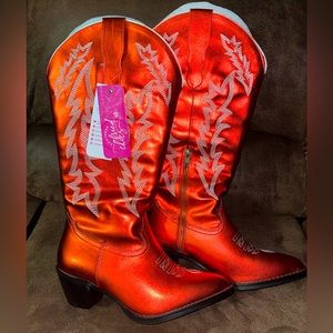 Brand New Red western boots- WIDE CALF